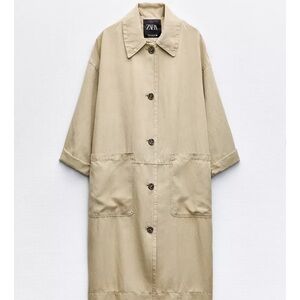 Zara Oversized Khaki Button-Front Trench